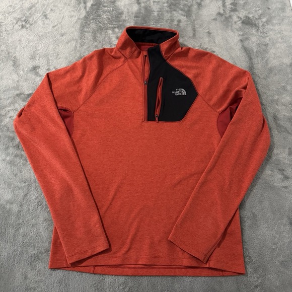 The North Face M Red‎ FlashDry Long Sleeve 1/4 Zip Active Running Shirt Pullover - Picture 1 of 9